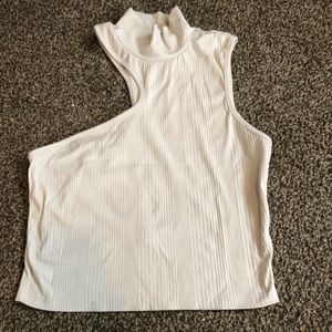 Sofia Richie X Bar iii Asymmetric Tan Mock Neck Top